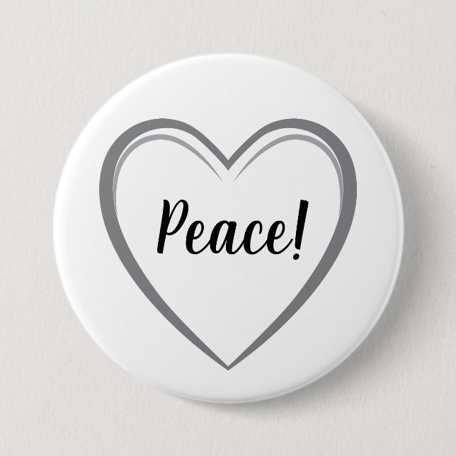 Peace Grått Heart Simple Logotyp Graphic White Knapp (Framsida)