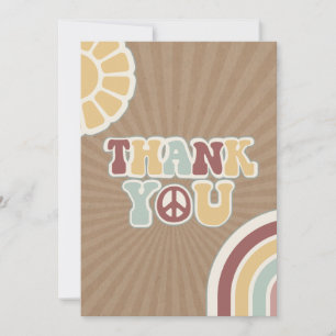 Peace Groovy Välkommen Rosa Brown Baby Shower Hipp Tack Kort