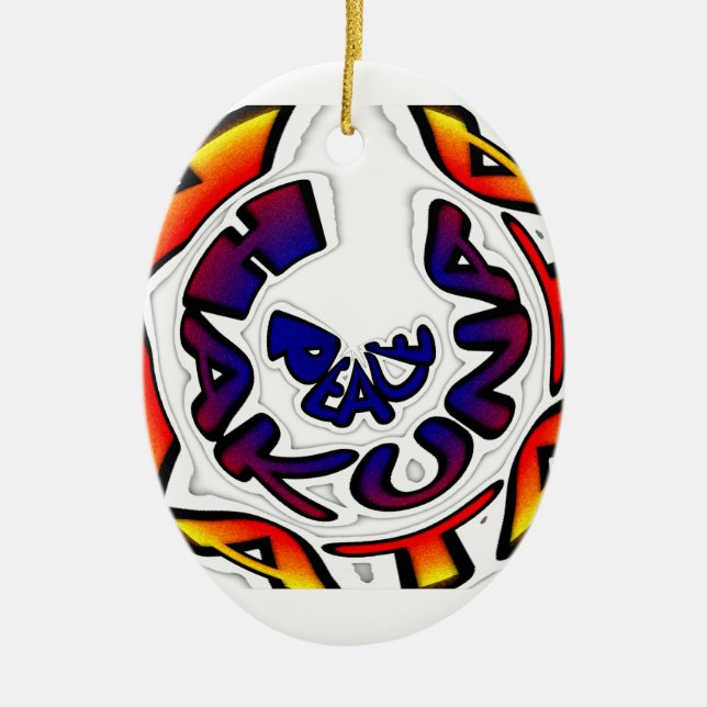 "Peace Hakuna Matata" Circular Art Print Julgransprydnad Keramik (Framsidan)