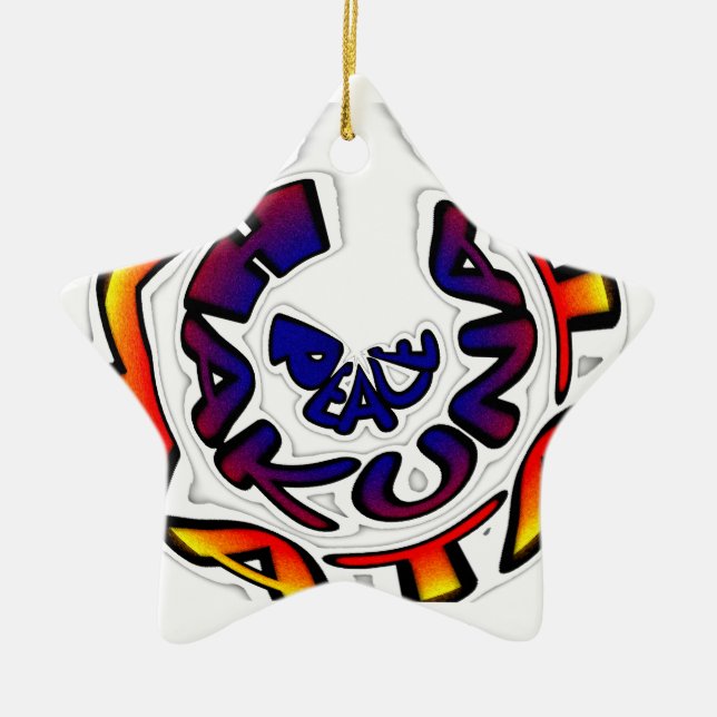 "Peace Hakuna Matata" Circular Art Print Julgransprydnad Keramik (Framsidan)