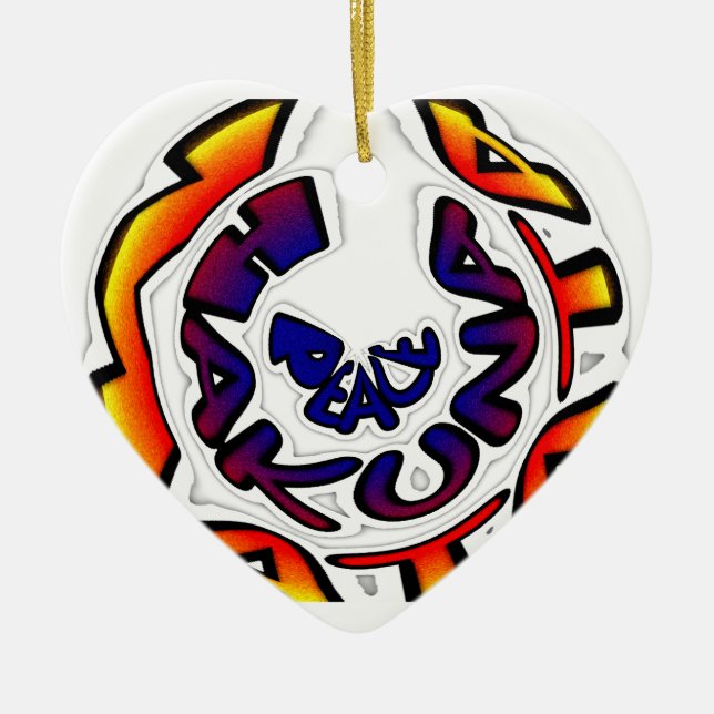 "Peace Hakuna Matata" Circular Art Print Julgransprydnad Keramik (Framsidan)