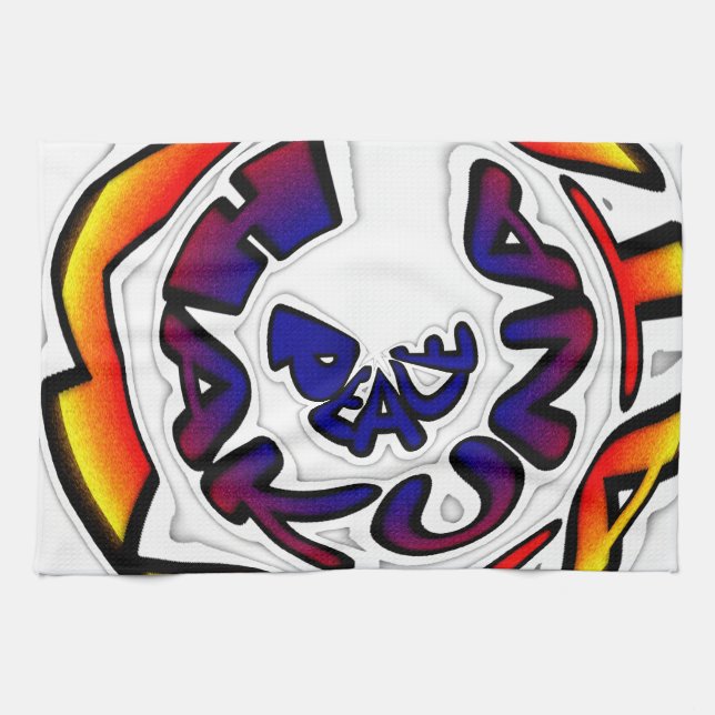 "Peace Hakuna Matata" Circular Art Print Kökshandduk (Horisontell)