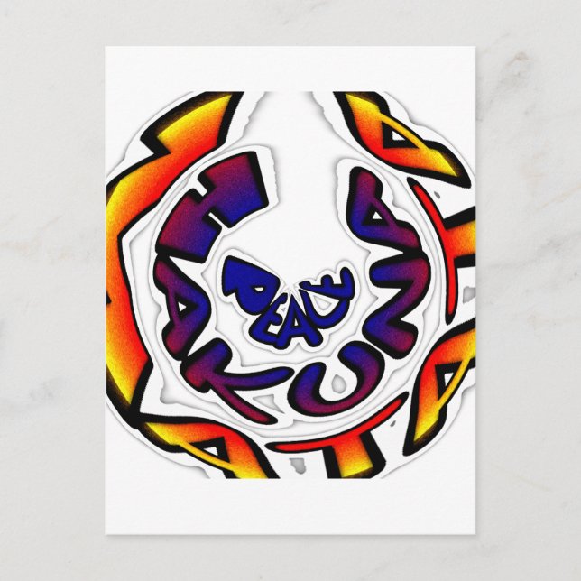 "Peace Hakuna Matata" Circular Art Print Vykort (Framsida)