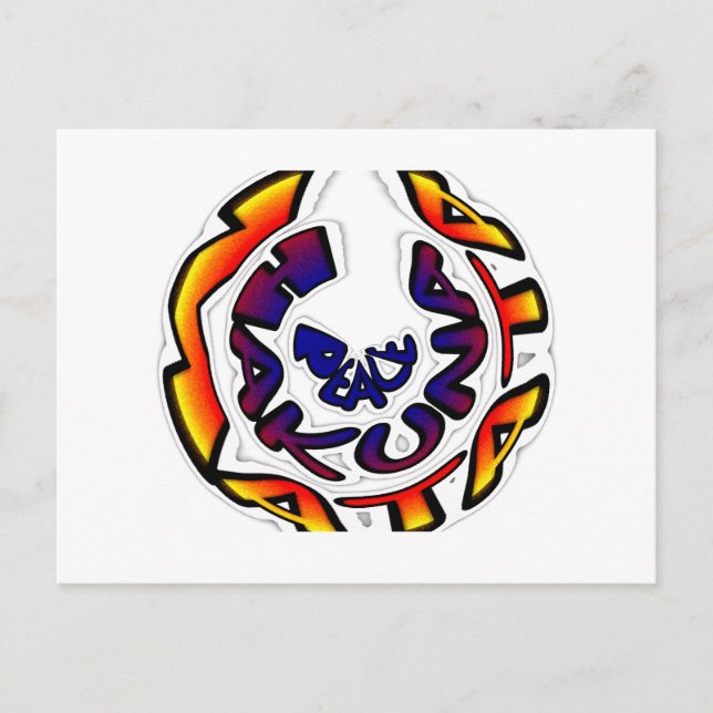 "Peace Hakuna Matata" Circular Art Print Vykort (Framsida)