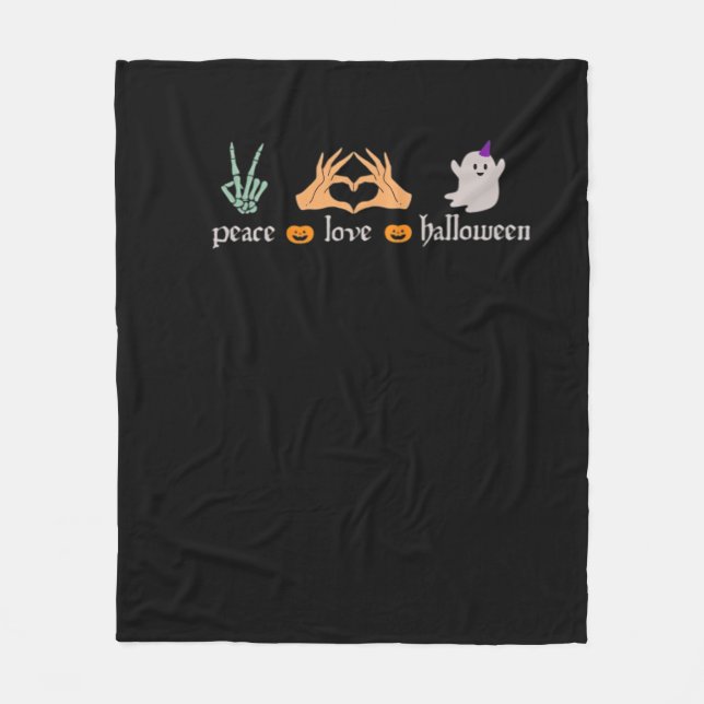 Peace Halloween Fredstecken Skeleton Witch's Hände Fleecefilt (Framsidan)