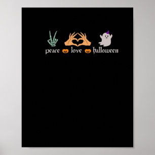 Peace Halloween Fredstecken Skeleton Witch's Hände Poster