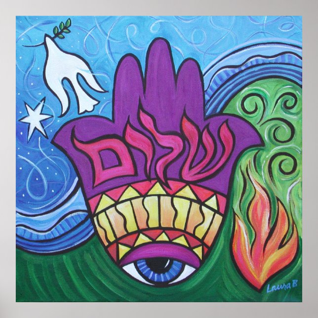 Peace Hamsa Print Poster (Framsidan)