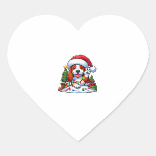Peace Hand Basset Hound jul Ljus Hund Kvinnor Hjärtformat Klistermärke