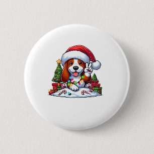 Peace Hand Basset Hound jul Ljus Hund Kvinnor Knapp