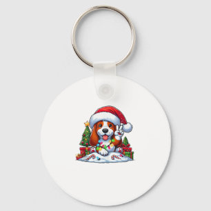 Peace Hand Basset Hound jul Ljus Hund Kvinnor Nyckelring