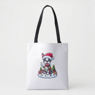 Peace Hand Boston Terrier jul Ljus Womens Tygkasse