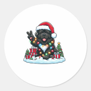 Peace Hand Newfoundland Hund jul Ljus Kvinnor Runt Klistermärke