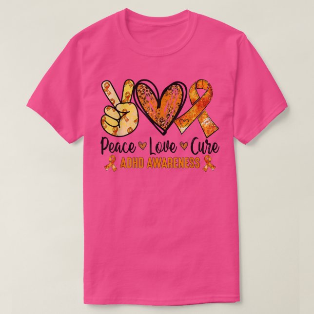 Peace Hand Sign Peace Kärlek Cure ADHD Autism Awar T Shirt (Design framsida)
