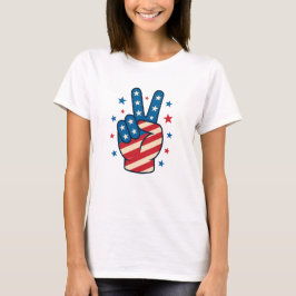 Peace Hand USA Flag 4th of July T Shirt