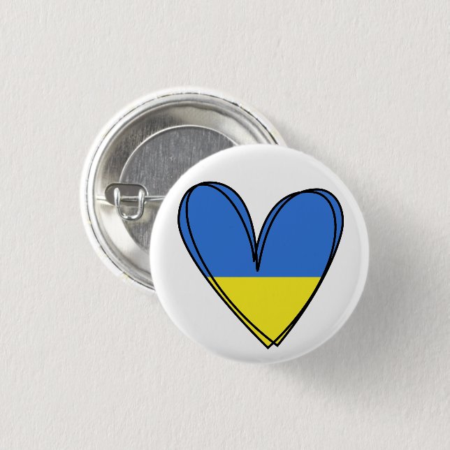 Peace Heart Kärlek I står jag på Ukrainas sida Knapp (Framsida & baksida)