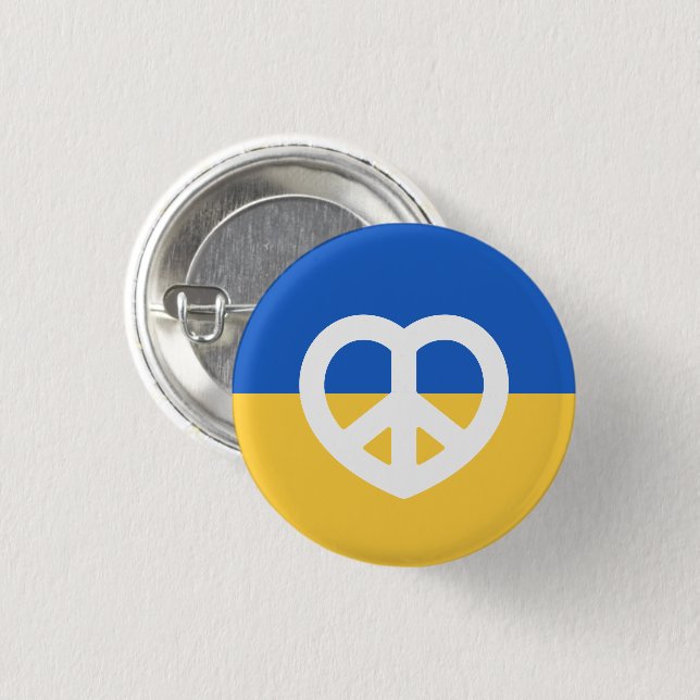 Peace Heart Kärlek I står med Ukraina Knapp (Framsida & baksida)