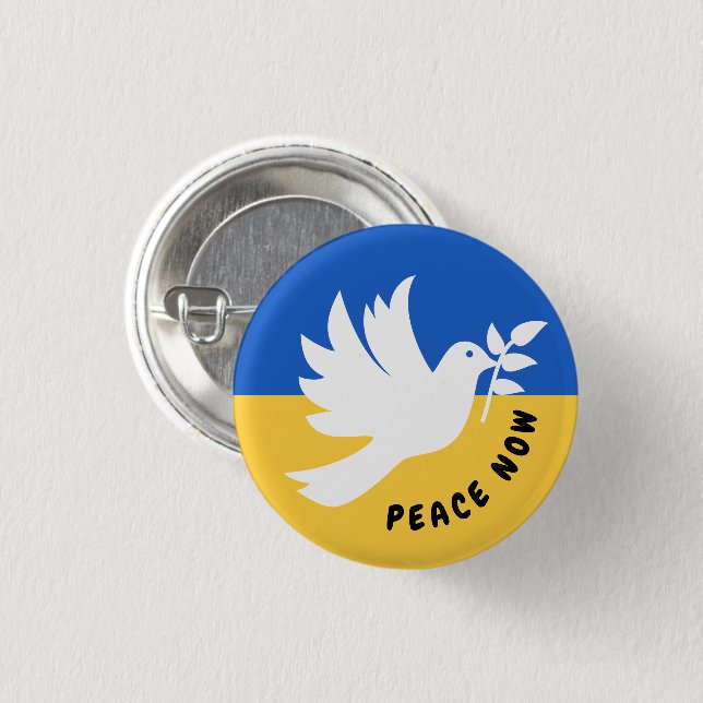 Peace Heart Kärlek I står med Ukraina Knapp (Framsida & baksida)