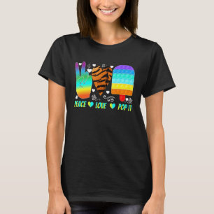 Peace Heart Kärlek och Pop It Popsicle Sensory Lek T Shirt