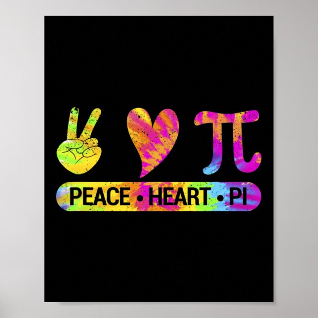 Peace Heart Pi Day Tie Dye Mathematics Science Mat Poster (Framsidan)