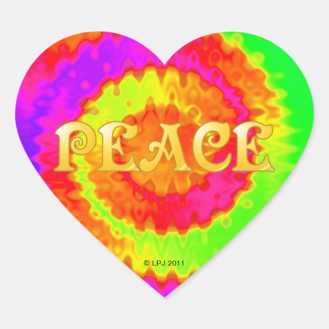 Peace Heart Stickers Hjärtformat Klistermärke (Framsida)