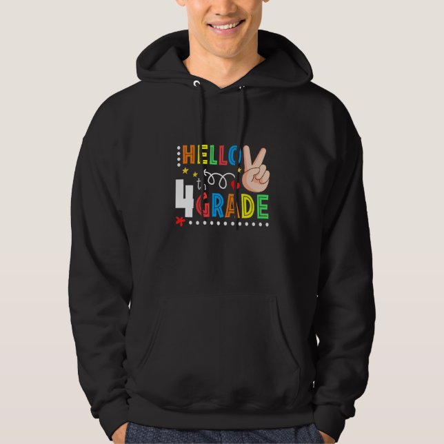 Peace Hej 4:e Klass Back to school Lärarstudier Hoodie (Framsida)