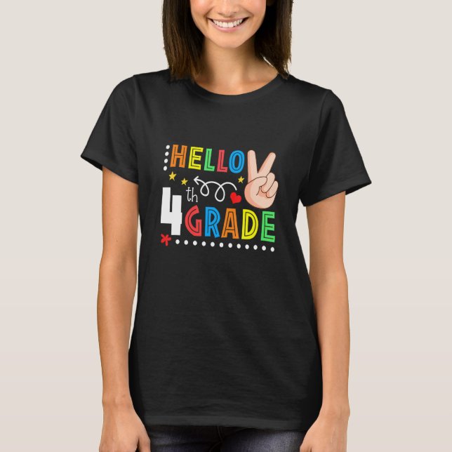Peace Hej 4:e Klass Back to school Lärarstudier T Shirt (Framsida)