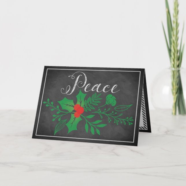 Peace Helgdag Card | Faux Chalkboard Helgkort (Framsida)