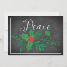 Peace Helgdag Card | Faux Chalkboard, Holly Julkort