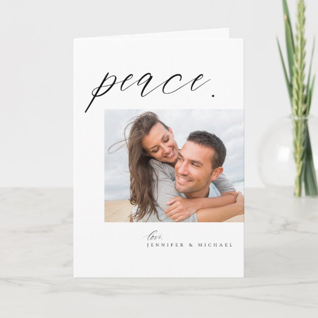 Peace Helgdag | LÄGG TILL DIN FAMILJEFOTO Helgkort (Framsida)