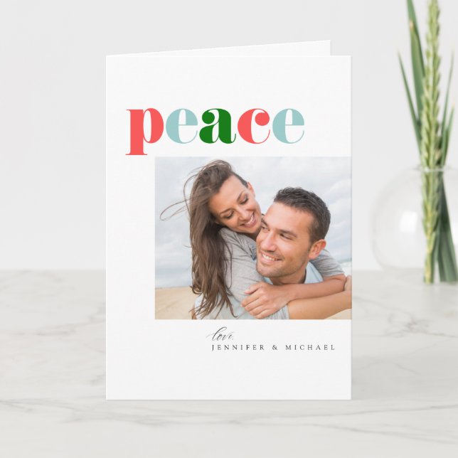 Peace Helgdag | LÄGG TILL DIN FAMILJEFOTO Helgkort (Framsida)