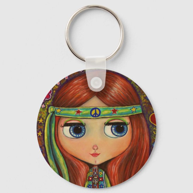 Peace Hippie Doll Keychain Nyckelring (Framsida)
