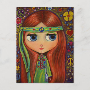 Peace Hippie Doll-vykort Vykort