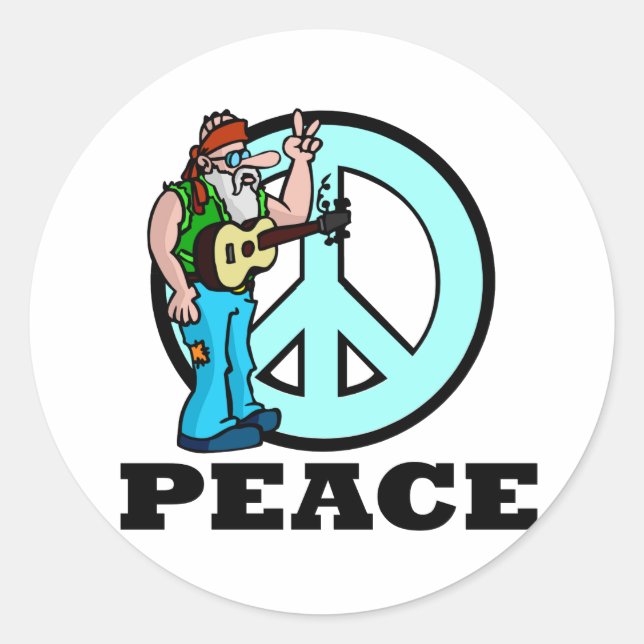 Peace Hippie Runt Klistermärke (Framsida)