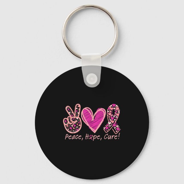 Peace Hope Cure Breast Cancer Awareness Survivors Nyckelring (Framsida)