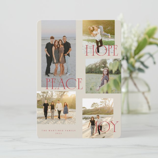 Peace Hope Joy Julkort (Stående Fram)