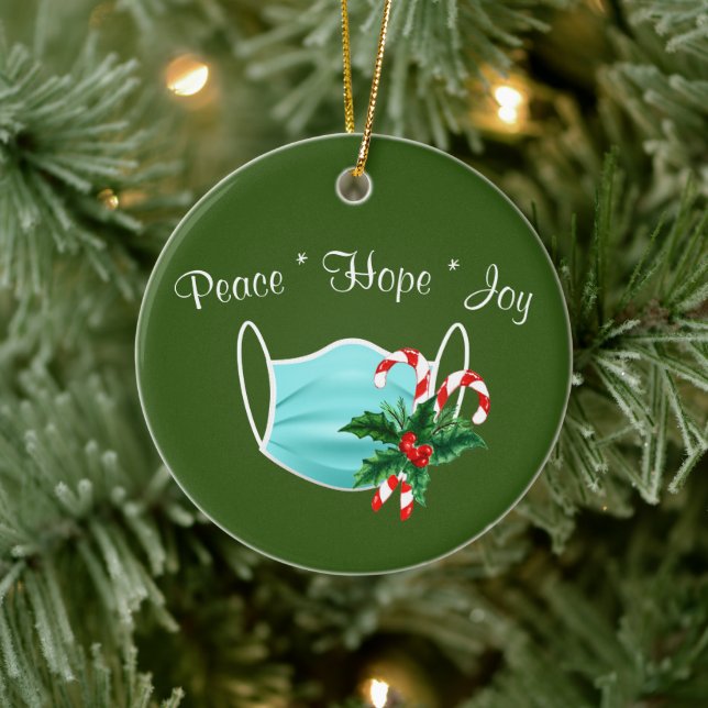Peace Hope Joy Mask & Polkagrisars Julgransprydnad Keramik (Träd)
