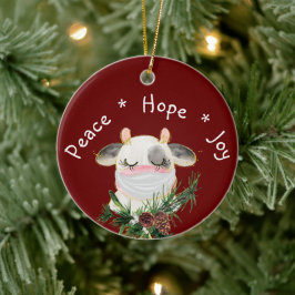 Peace Hope Joy Mfrågade Cow Julgransprydnad Keramik