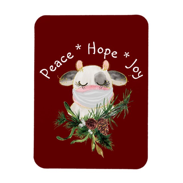 Peace Hope Joy Mfrågade Cow Magnet (Vertikal)