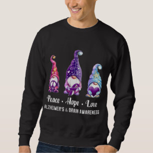 Peace Hope Kärlek Gnomes Alzheimers and Brain Medv Lång Ärmad Tröja