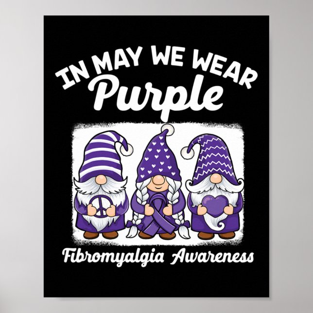 Peace Hope Kärlek Gnomes Lila Ribbon Fibromyalgia Poster (Framsidan)