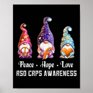 Peace Hope Kärlek Gnomes RSD CRPS-medvetenhet Poster