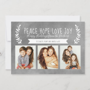 Peace Hope Kärlek Joy Helgdag Photo Chalkboard Julkort