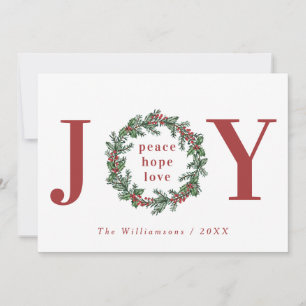 Peace Hope Kärlek Joy Typografiska andefoto Julkort