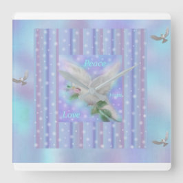 "Peace Hope Kärlek" Large Clock Fyrkantig Klocka