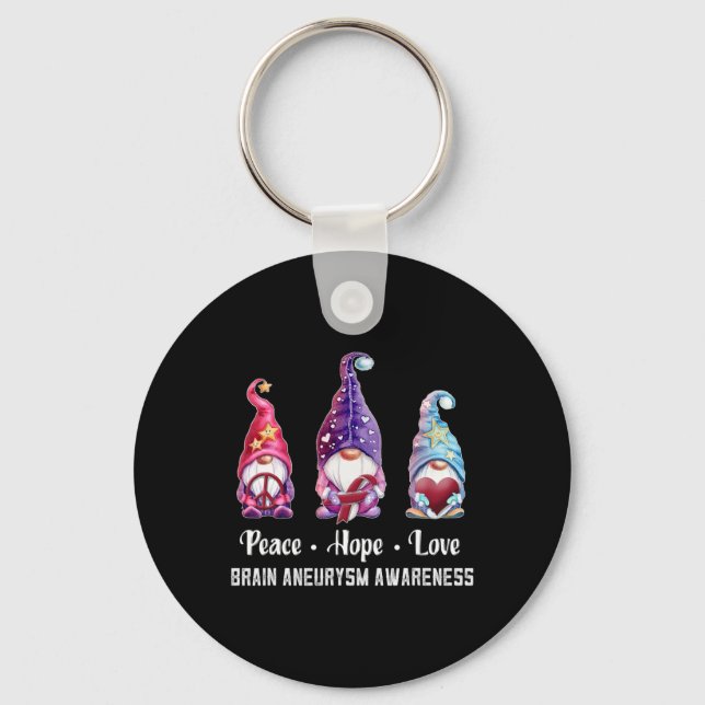 Peace Hope Love Tomtar Brainaneurysmmedvetande  Nyckelring (Framsida)
