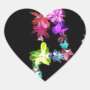 "PEACE" i blomsterkonst Skriv ut Hjärtformat Klistermärke