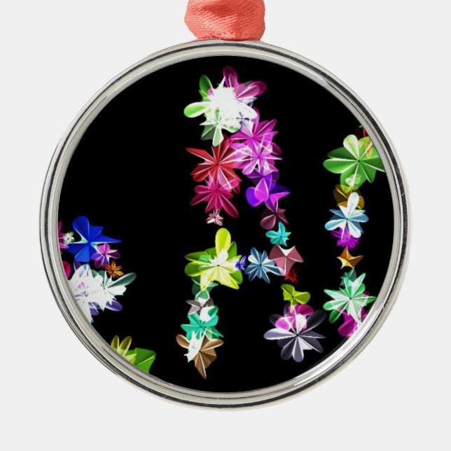 "PEACE" i blomsterkonst Skriv ut Julgransprydnad Metall (Framsidan)