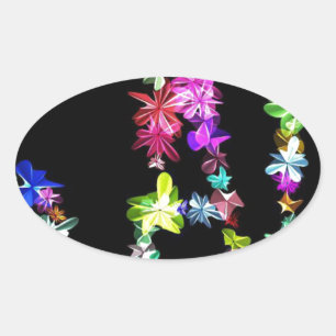 "PEACE" i blomsterkonst Skriv ut Ovalt Klistermärke