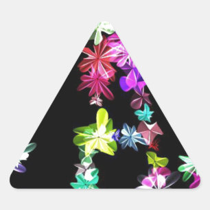 "PEACE" i blomsterkonst Skriv ut Triangelformat Klistermärke
