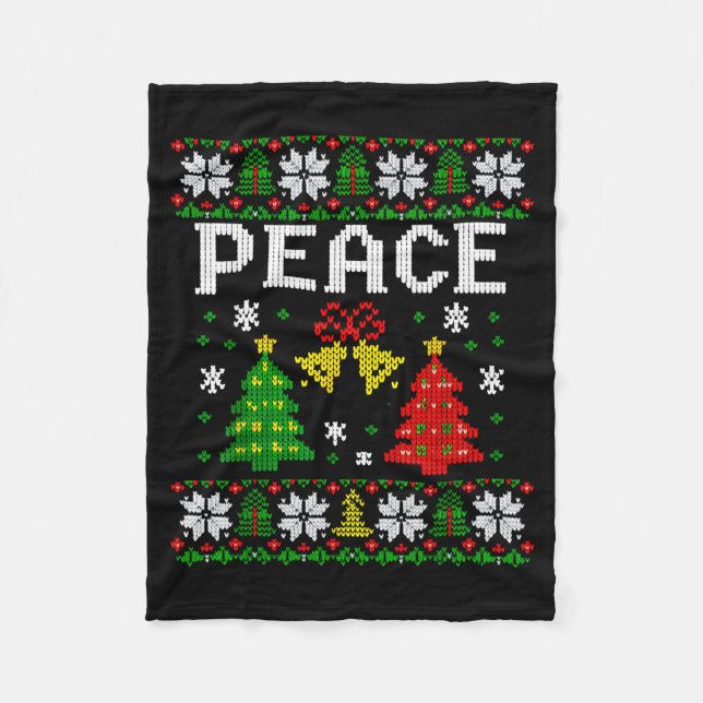 Peace I Come In Peace Couple Matching Ugly Christm Fleecefilt (Framsidan)